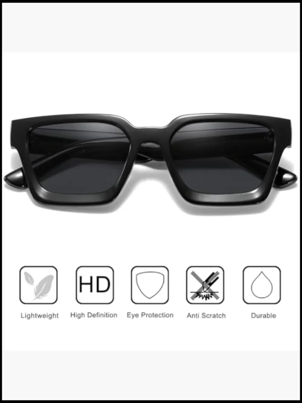 Square Sunglasses Chunky Frame UV400 Protection Retro Unisex